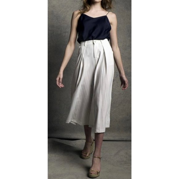 ASOS Beige Striped Wide Leg Pant - Picture 2 of 8